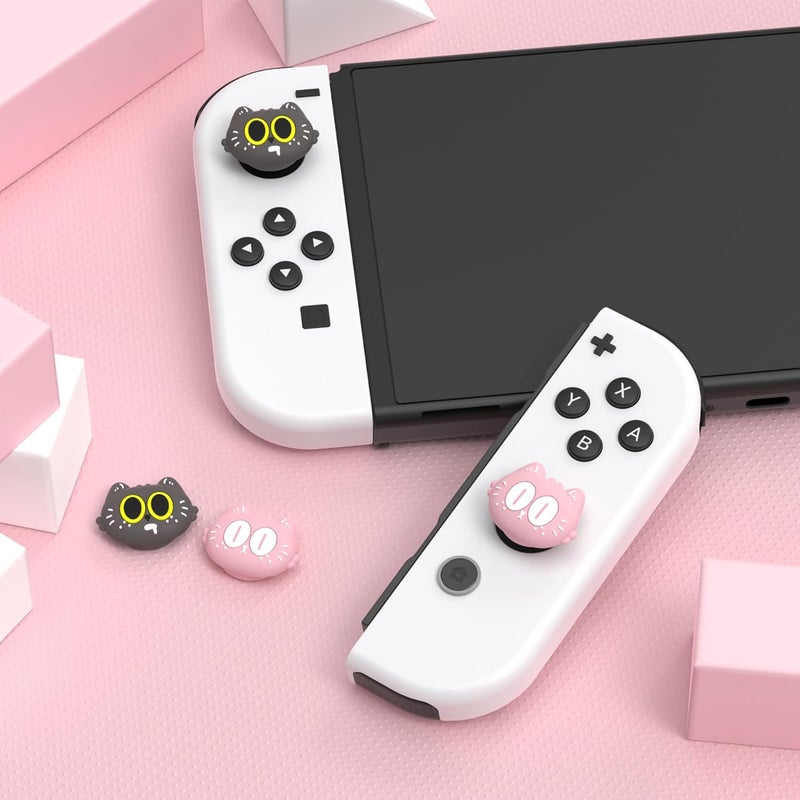 playvital Joystick Caps for Nintendo Switch, Thumbstick Caps for Switch Lite, Analog Cover for OLED Joycon Thumb Grips - Moonlight Cat - Image 3
